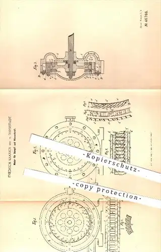 original Patent - Friedrich Kranich , Darmstadt , 1888 , Motor für Dampf- und Wasserkraft , Motoren , Dampfmaschinen !!!