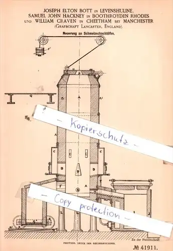 Original Patent  - J. Elton Bott in Levenshuline, S. John Hackney in Boothroyden Rhodes , 1887 , !!!