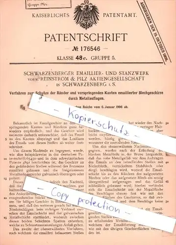 Original Patent  - Schwarzenberger Emaillier- und Stanzwerk in Schwarzenberg i. S. , 1906 ,  !!!