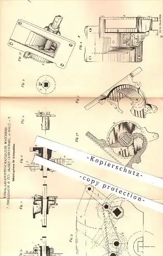 original Patent - Landwirtschaftliche Maschinen F. Zimmermann & Co. AG , Halle 1894 , Schubringgehäuse für Drillmaschine