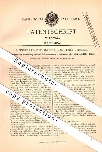 Original Patent - Heinrich Eduard Knöspel in Hillemühl / Böhmen , 1900 , Glas , Novy Bor / Haida , Kytlice / Kittlitz !!