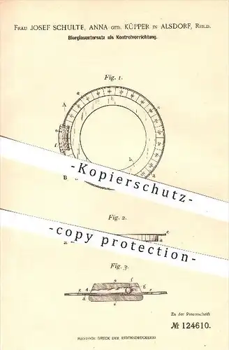 original Patent - Josef Schulte , Anna geb. Küpper / Alsdorf , 1900 , Bierglasuntersatz als Kontrollvorrichtung , Bier !