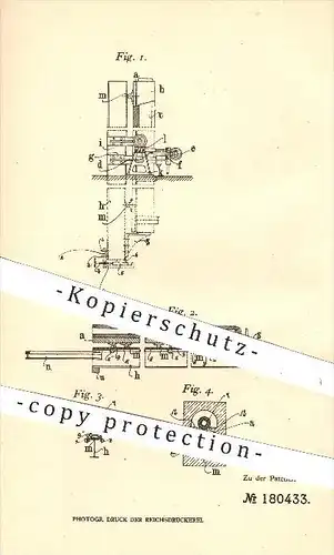 original Patent - F. A. Grosse in Bischofswerda , 1905 , Entnehmen von Glasröhren aus Pressform , Pressen , Glas !!