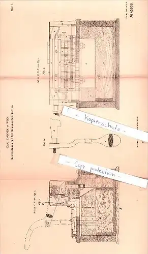 Original Patent  - Carl Danner in Wien , 1888 , Controlapparat für Gruppenfahrkarten , Fahrkartenkontrolle !!!