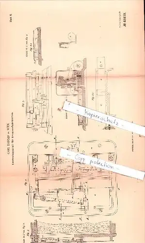 Original Patent  - Carl Danner in Wien , 1888 , Controlapparat für Gruppenfahrkarten , Fahrkartenkontrolle !!!