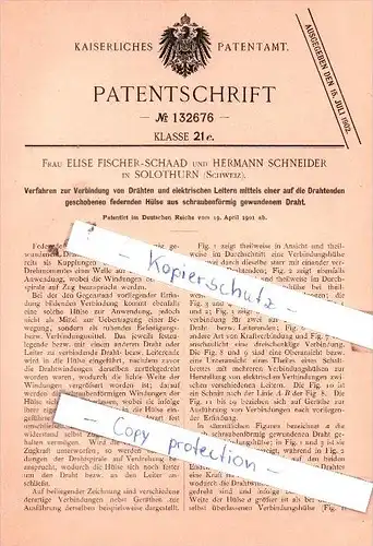 Original Patent  - Fr. Elise Fischer-Schaad und Hermann Schneider in Solothurn , Schweiz , 1901 , !!!
