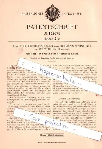 Original Patent  - Fr. Elise Fischer-Schaad und Hermann Schneider in Solothurn , Schweiz , 1901 , !!!