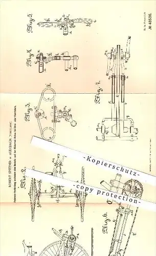 original Patent - R. Spitzner , Auerbach , 1889 , Verbindung zwischen Rahmen u. Hinterrad - Achse am Dreirad , Fahrrad !