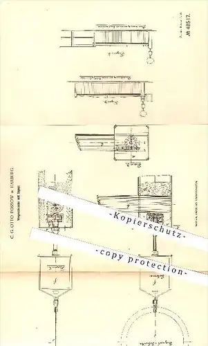 original Patent - C. G. Otto Rossow in Harburg , 1889 , Wegeschranke mit Signal , Schranke , Eisenbahn , Eisenbahnen !!