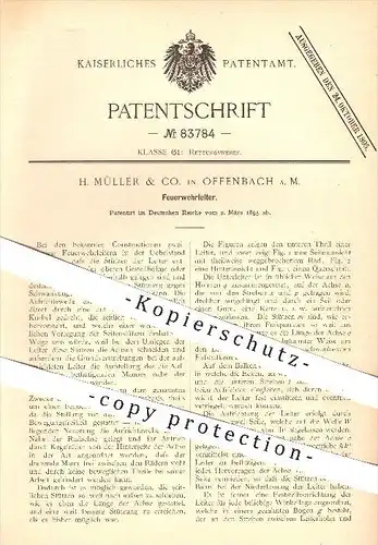 original Patent - H. Müller & Co. , Offenbach / Main , 1895 , Feuerwehrleiter , Rettungsleiter , Leiter , Feuerwehr !!