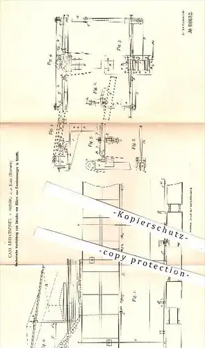 original Patent - Carl Rehatschek , Aussig / Elbe , Böhmen , 1892 , Umladen von Gütern aus Eisenbahnen in Schiffe !!