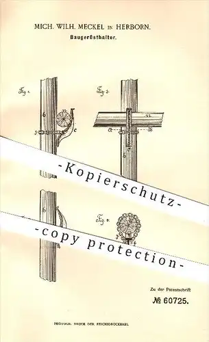 original Patent - M. W. Meckel , Herborn , 1891 , Baugerüst - Halter , Gerüst , Gerüstbau , Gerüstbauer , Bau , Hochbau