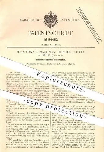 original Patent - J. E. Martin , H. Rokyta , Haida , Böhmen , 1896 , Schlittschuh , Schlittschuhe , Schuhe , Wintersport