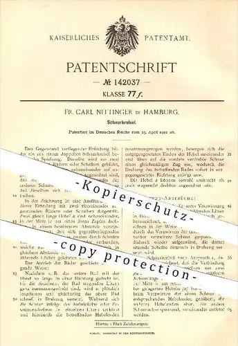 original Patent - Fr. Carl Nittinger in Hamburg , 1902 , Schnurkreisel , Kreisel , Spielzeug , Sport , Schnur , Räder !!
