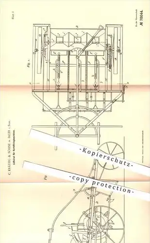 original Patent - C. Krätzig & Söhne in Jauer , Schlesien , 1894 , Löffelrad für Kartoffellegemaschinen , Landwirtschaft