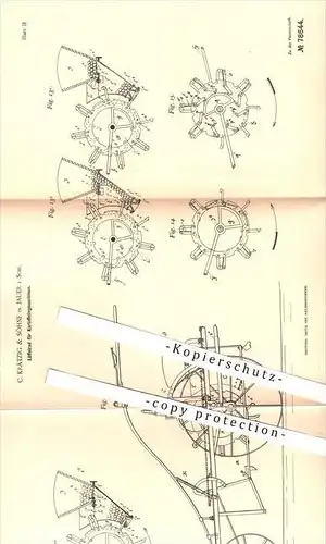 original Patent - C. Krätzig & Söhne in Jauer , Schlesien , 1894 , Löffelrad für Kartoffellegemaschinen , Landwirtschaft