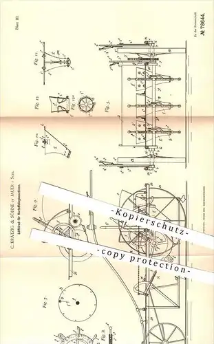 original Patent - C. Krätzig & Söhne in Jauer , Schlesien , 1894 , Löffelrad für Kartoffellegemaschinen , Landwirtschaft