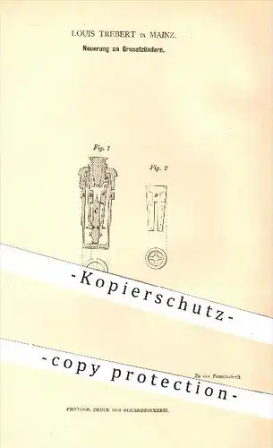 original Patent - Louis Trebert in Mainz , 1879 , Granatzünder , Zünder , Granate , Granaten , Waffen , Geschosse !!!