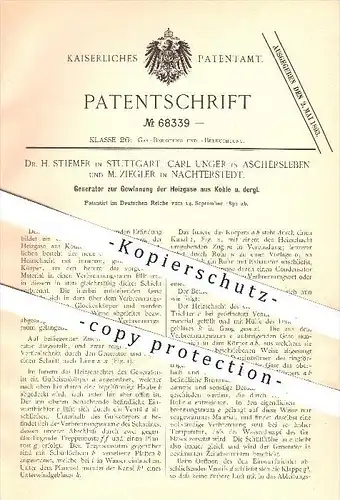 original Patent - Dr. H. Stiemer - Stuttgart , C. Unger - Aschersleben , M. Ziegler - Nachterstedt , 1892 , Generator