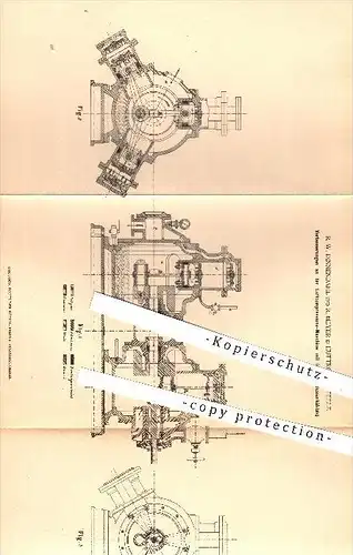 original Patent - R. W. Dinnendahl & R. Meyer , Huttrop , Steele , 1879 , Luftkompressions - Maschine mit Wasserkühlung