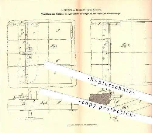 original Patent - C. Buron in Mielno , Gnesen , 1880 , Türen der Eisenbahnen , Eisenbahn , Wagon , Tür !!!