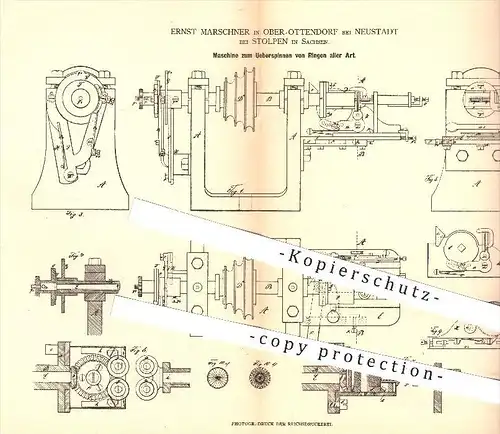 original Patent - Ernst Marschner , Ober - Ottendorf , Neustadt , Stolpen , 1880 , Überspinnen von Ringen , Ring , Ringe