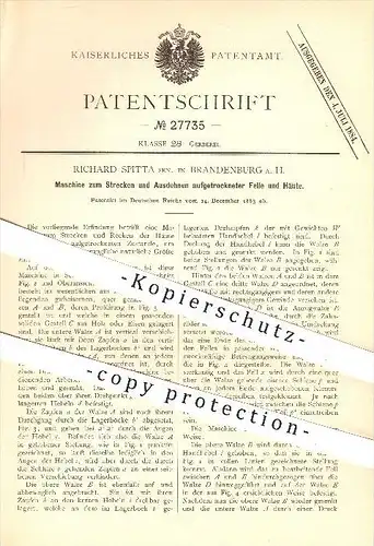 original Patent - Richard Spitta , Brandenburg , Havel , 1883 , Maschine zum Dehnen getrockneter Felle u. Häute , Gerber