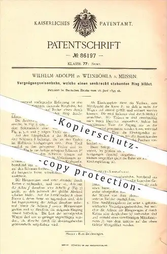 original Patent - Wilhelm Adolph , Weinböhla bei Meissen , 1895 , Vergnügungs - Eisenbahn , Rummel , Sport , Eisenbahnen
