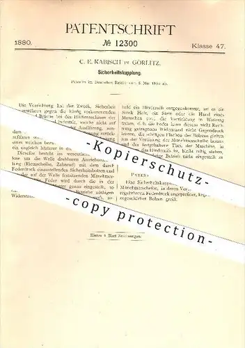 original Patent - C. Kabisch , Görlitz , 1880 , Sicherheitskupplung , Kupplung , Kupplungen , Landwirtschaft , Industrie