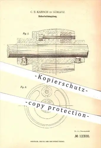 original Patent - C. Kabisch , Görlitz , 1880 , Sicherheitskupplung , Kupplung , Kupplungen , Landwirtschaft , Industrie