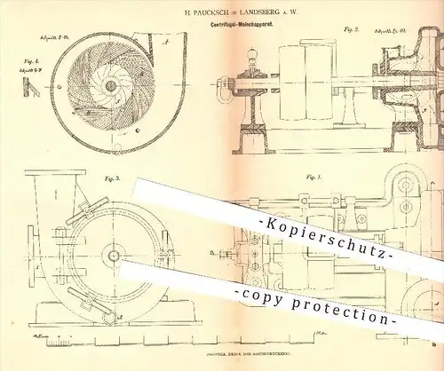 original Patent - H. Pauksch in Landsberg a. W. , 1879 , Zentrifugal - Maischapparat ,Maische , Bier , Brauerei , Malz !