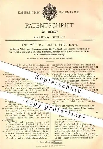 original Patent - Emil Müller , Langenberg , Elster , Wirk- u. Formvorrichtung für Teigknetmaschinen , Bäckerei , Bäcker