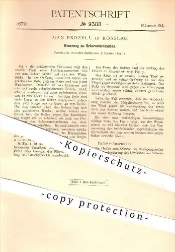 original Patent - Max Prozell in Rosslau , 1879 , Schornstein - Hauben , Esse , Schornsteinfeger , Ofen , Ofenbauer !!!