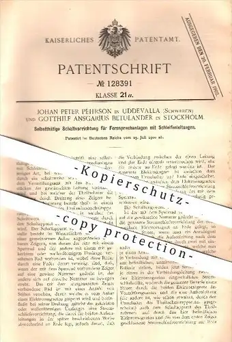 original Patent - Johan P. Pehrson , Uddevalla , Gotthilf A. Betulander , Stockholm , Schweden , 1900 , Fernsprechanlage