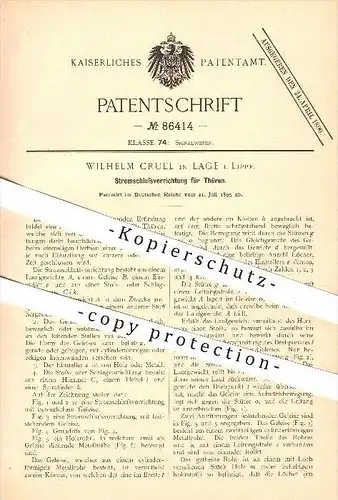 original Patent - Wilhelm Cruel , Lage i. Lippe ,1895, Stromschlussvorrichtung an Türen , Tür , Strom , Signal , Klingel