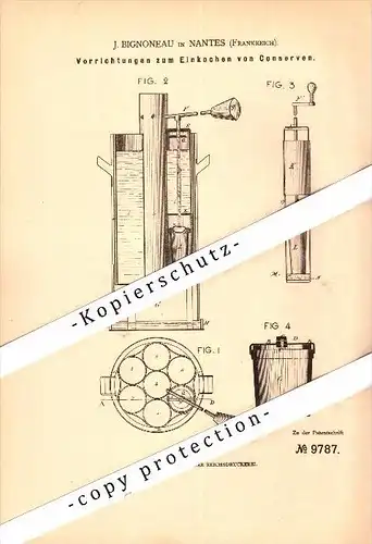 Original Patent - J. Bignoneau à Nantes , 1879 , Canning de conserve !!!