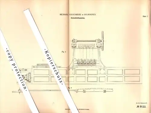 Original Patent - Michael Hirschbeck in Solnhofen , 1879 , Stein-Schleifmaschine , Weißenburg-Gunzenhausen !!!