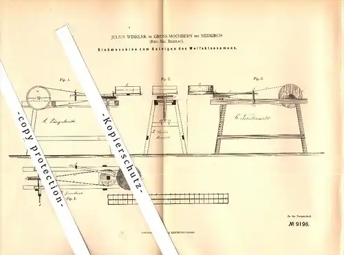 Original Patent - Julius Winkler in Gross-Mochbern b. Neukirch , Breslau , 1879, Siebmaschine für Klee-Samen , Schlesien