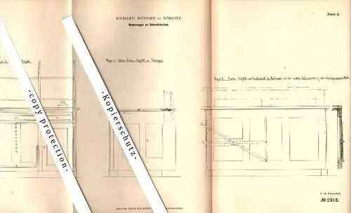 Original Patent - Richard Bithorn in Görlitz , 1878 , Schreibtisch , Möbel !!!