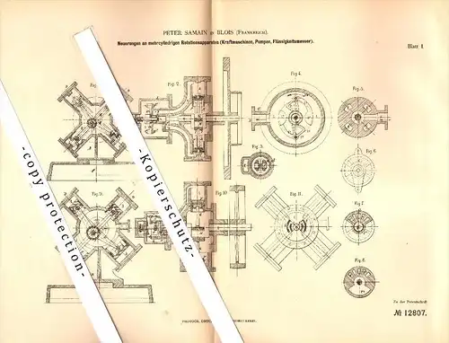 Original Patent - Peter Samain à Blois , 1880 , moteur multicylindre , Loir-et-Cher !!!