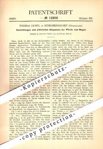 Original Patent - Thomas Demel in Schrobenhausen , Oberbayern ,1880, Vorrichtung für Pferde , Landwirtschaft , Tierzucht