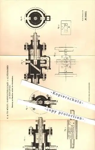 original Patent - K. & Th. Möller, Handelsgesellschaft , Kupferhammer b. Brackwede , 1886 , Steuerung an Dampfmaschinen