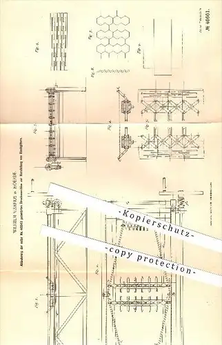 original Patent - Wilhelm Visarius in Hoerde , 1888 , Streckmaschine zur Herstellung von Blechgittern , Metall , Blech