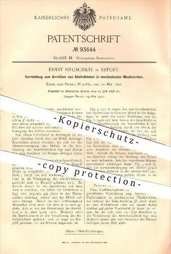 original Patent - Ernst Heuschkel in Erfurt , 1896 , mechanische Musikwerke , Musik , Musikinstrumente !!!