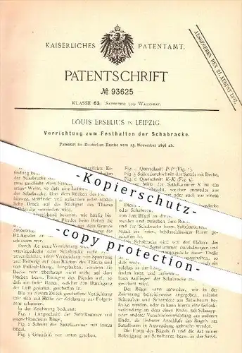 original Patent - Louis Erselius in Leipzig , 1896 , Vorrichtung zum Festhalten der Schabracke , Wagenbau !!!