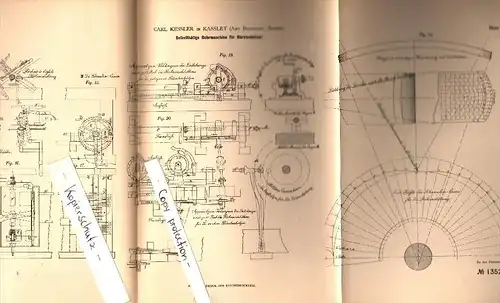 Original Patent - Carl Kessler in Kaßlet b. Bonndorf im Schwarzwald , 1880 , selbsttätige Bohrmaschine für Bürsten !!!