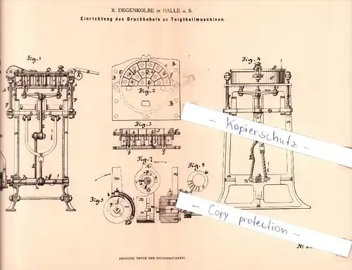 Original Patent - R. Degenkolbe in Halle a. S. , 1881 , Bäckerei !!!