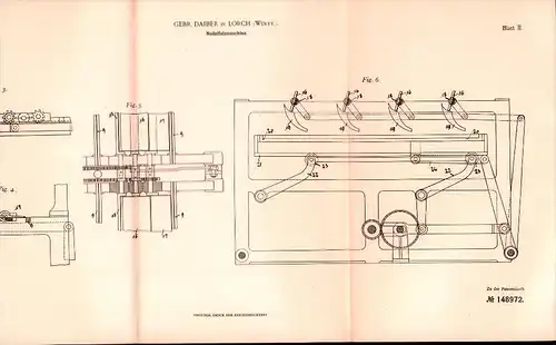 Original Patent -  Gebr. Daiber in Lorch b. Stuttgart , 1902 , Nudel - Falzmaschine , Württemberg !!!