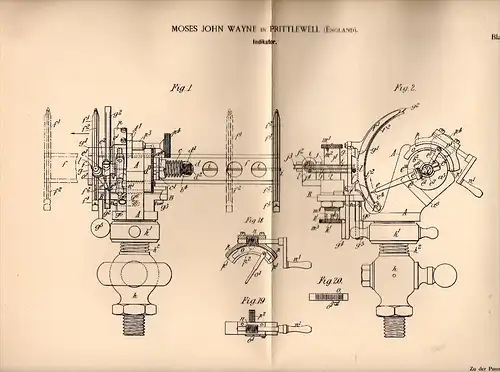 Original Patent - Moses John Wayne in Prittlewell , 1892 , Indicator for steam engine , Southend-on-Sea !!!
