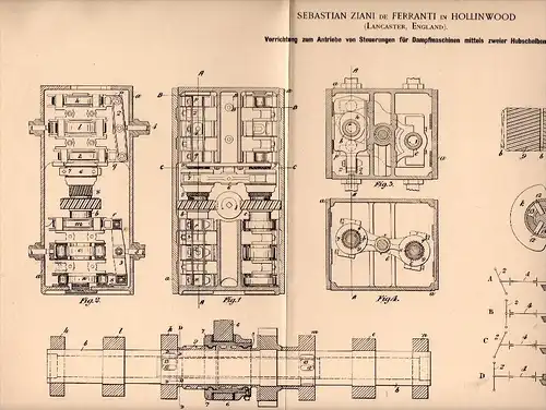 Original Patent - Sebastian Ziani de Ferranti in Hollinwood , 1900 , Control for steam engine , Manchester , Lancaster !